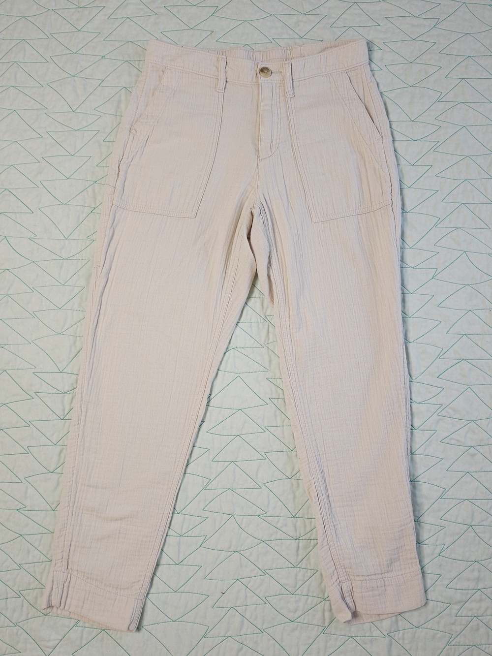 Old Navy Beige Gauzy Cotton Tapered Pants Beachy Summer